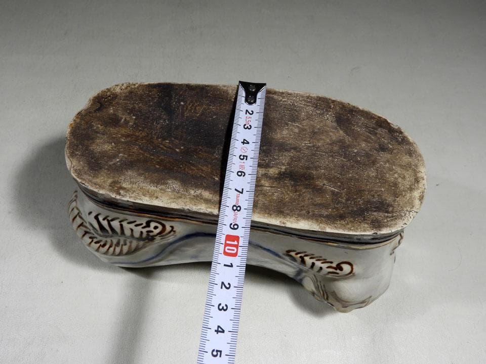 ●時代物 猫枕 猫陶枕 陶器製 陶枕 陶磁器 磁州窯 魔除け 中国古玩 猫雑貨