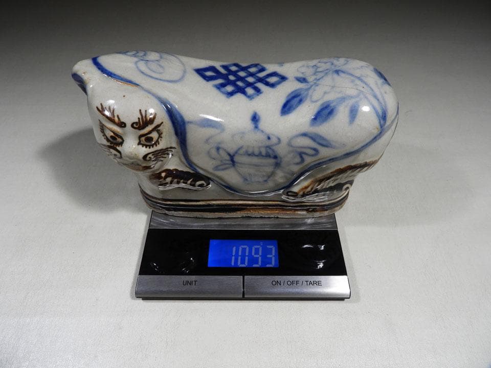 ●時代物 猫枕 猫陶枕 陶器製 陶枕 陶磁器 磁州窯 魔除け 中国古玩 猫雑貨