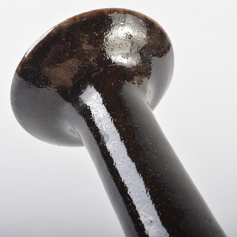 瀬戸焼　瀬戸黒　祖母懐　火灯　燭台　時代箱　C　R7015