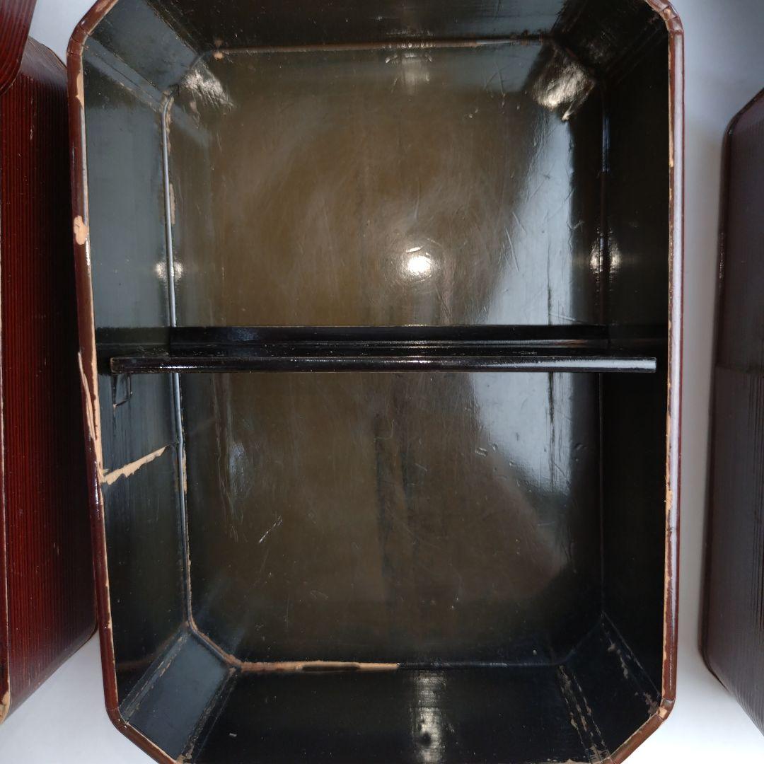 希少　アンティーク　おかもち　伝統的な木製　4段　弁当箱