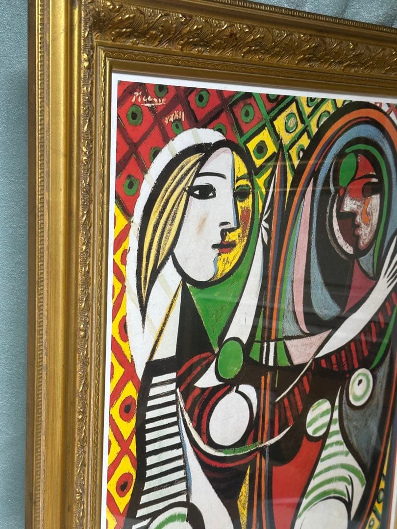 ピカソ　鏡の前の若い娘　絵画　抽象画　ア-ト　インテリア　大型豪華額縁　ポスター