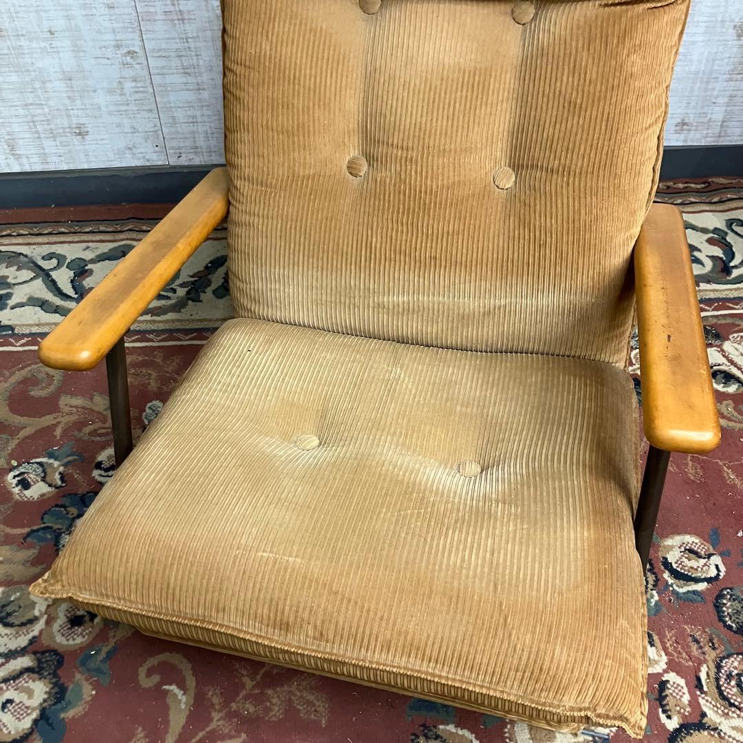 ①国産ビンテージ 昭和レトロ OSLO オスロ コーデュロイリクライニングチェア
