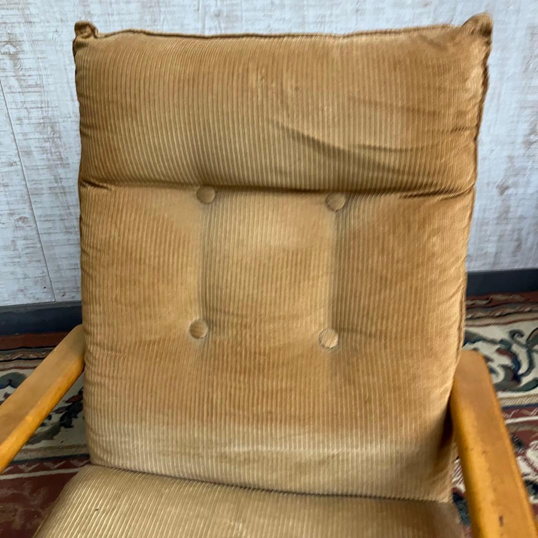 ①国産ビンテージ 昭和レトロ OSLO オスロ コーデュロイリクライニングチェア