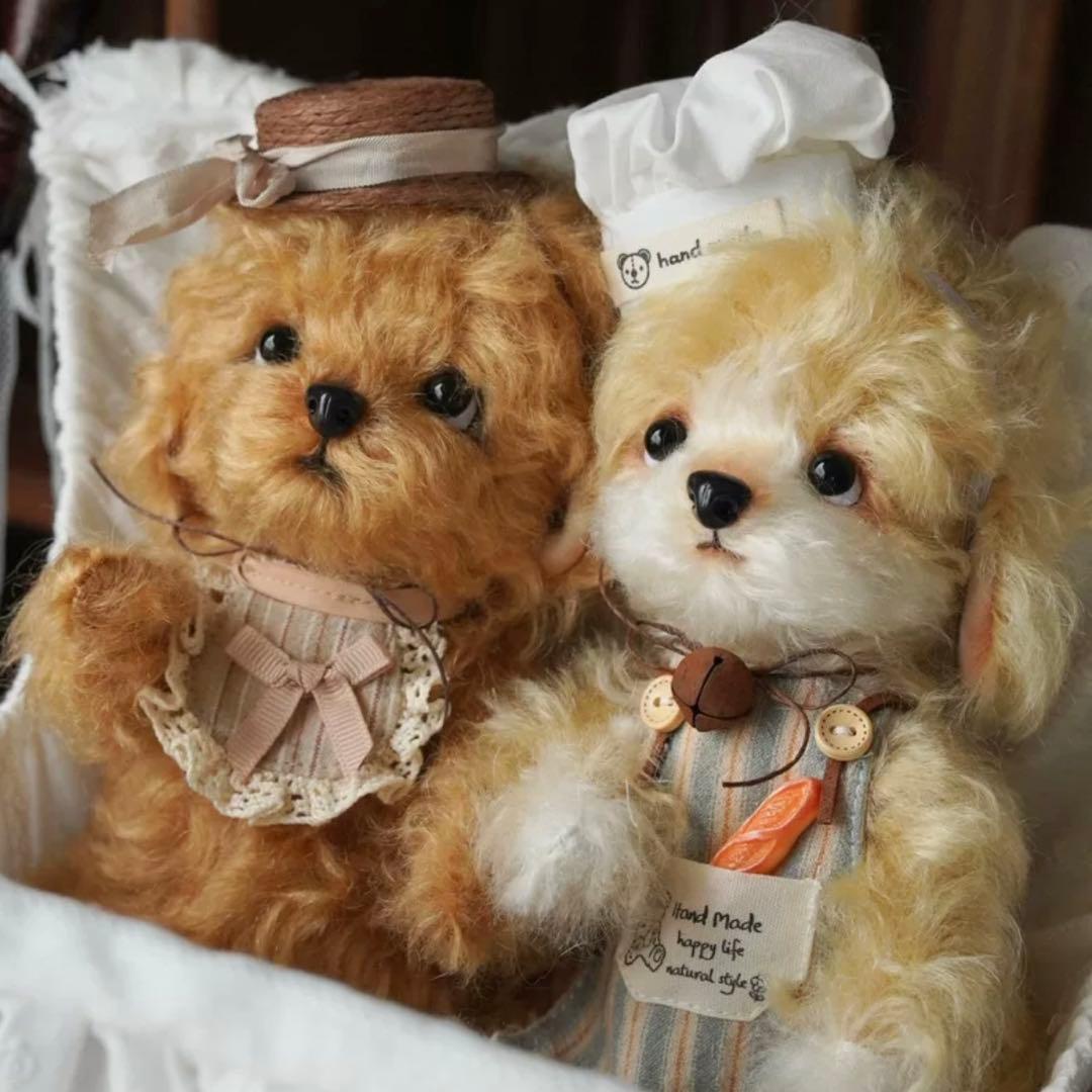 愛おしいワンワンーず いぬ テディベア ぬいぐるみ ハンドメイド 海外作家様