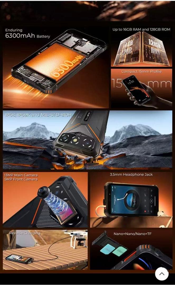 OUKITEL G3 スマートフォン 16GB RAM 128GB