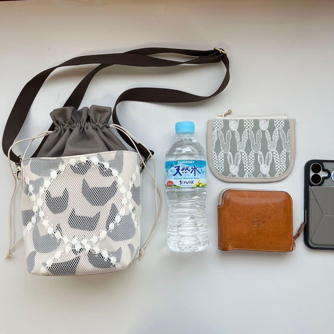 ミナペルホネン タンバリン　巾着ショルダーバッグ　ハンドメイド