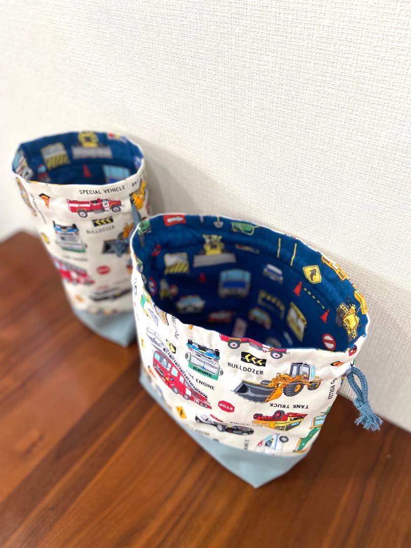 働く車×働く車　ハンドメイド　レッスンバッグ　男の子　入園入学準備　5点セット