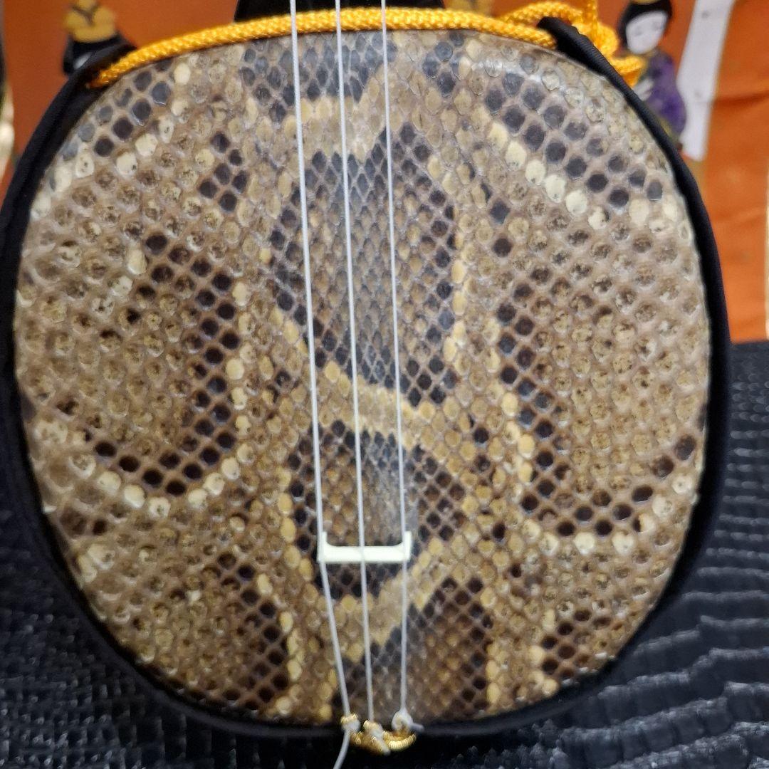 三線　サンシン本体　本皮　 金色装飾付き