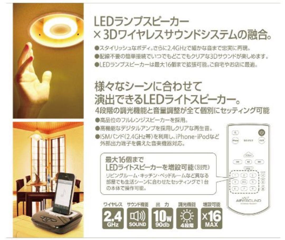 アクロス AIR SOUND スピーカーに30ピンBluetooth受信機セット