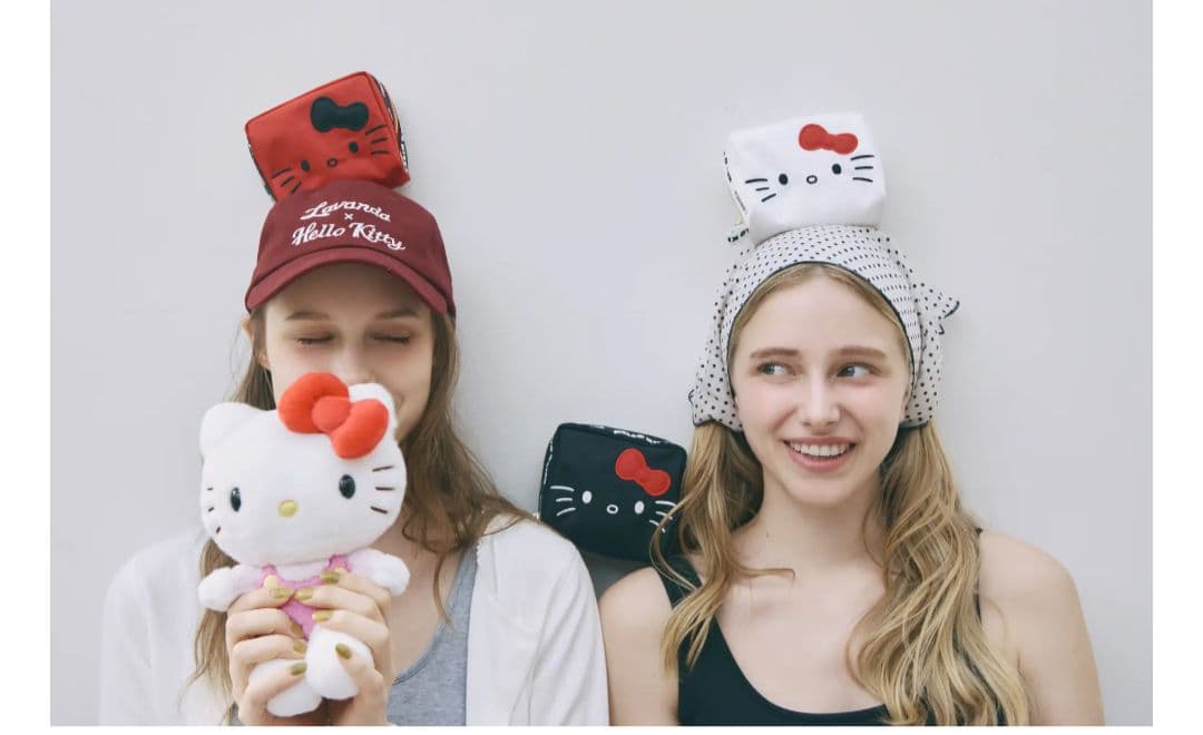 ラバンダ　HELLO　KITTY　ロゴキャップ