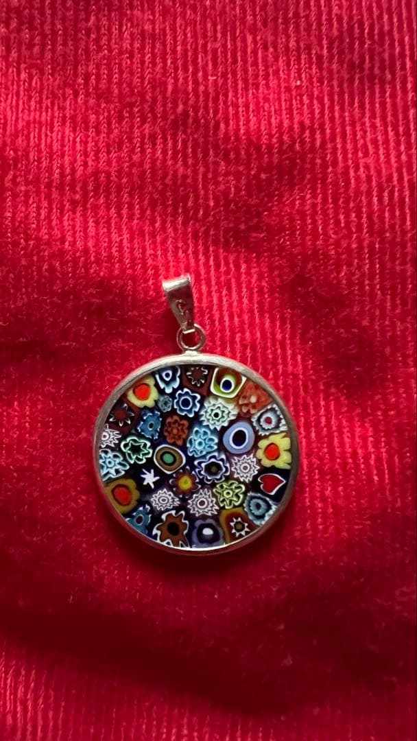 ☆新品☆ベネチアンガラス・カラフル花模様ペンダント