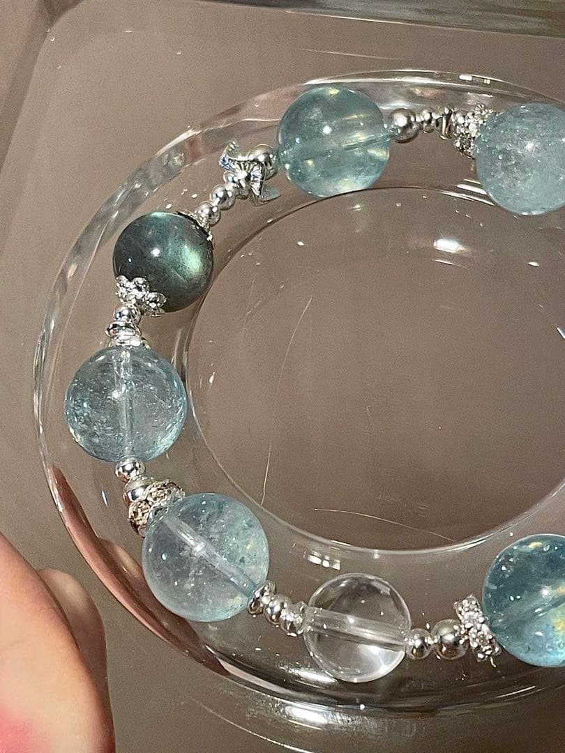 アクアマリン×ブルームーンストーン×グレームーンストーン 天然石ブレスレット