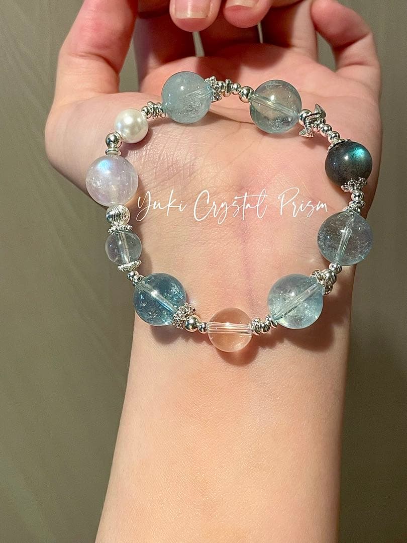 アクアマリン×ブルームーンストーン×グレームーンストーン 天然石ブレスレット