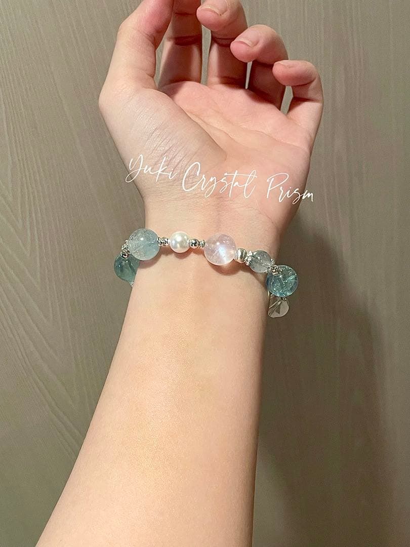 アクアマリン×ブルームーンストーン×グレームーンストーン 天然石ブレスレット