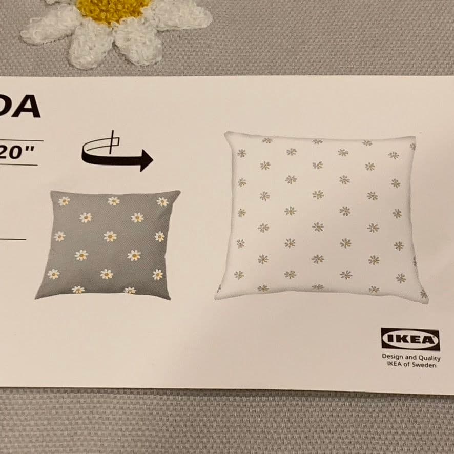 IKEA　花柄　グレー　掛け布団＆枕カバー　クッションカバー　２点　ギフト