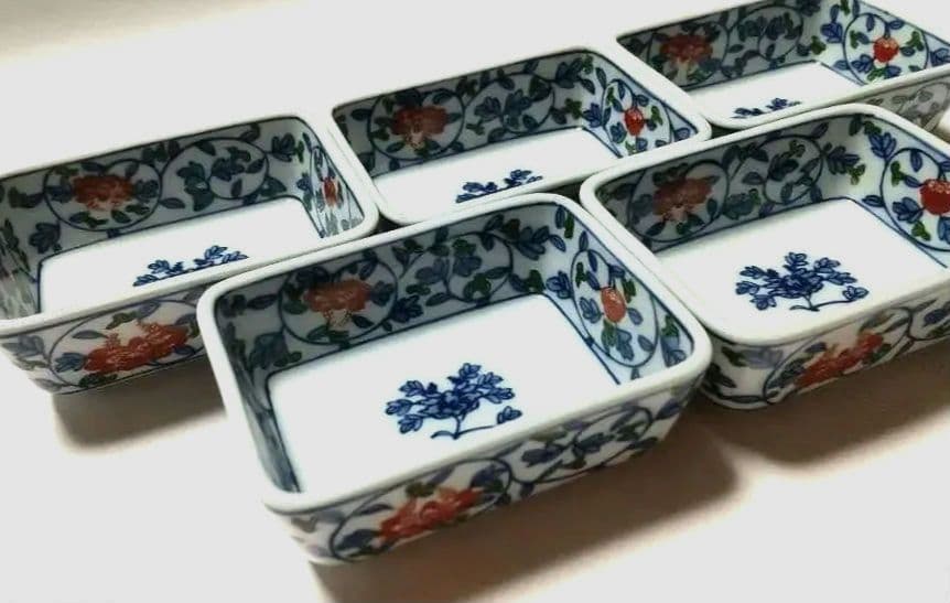 源右衛門窯 染錦 牡丹唐草 小皿 5客組 未使用品