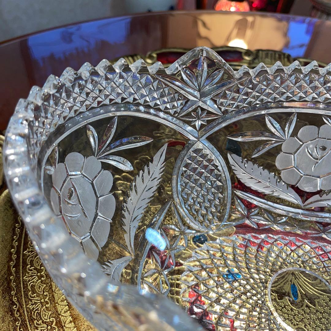 ボヘミア　ガラス　ボトルクーラー 楕円　ボウル　未使用