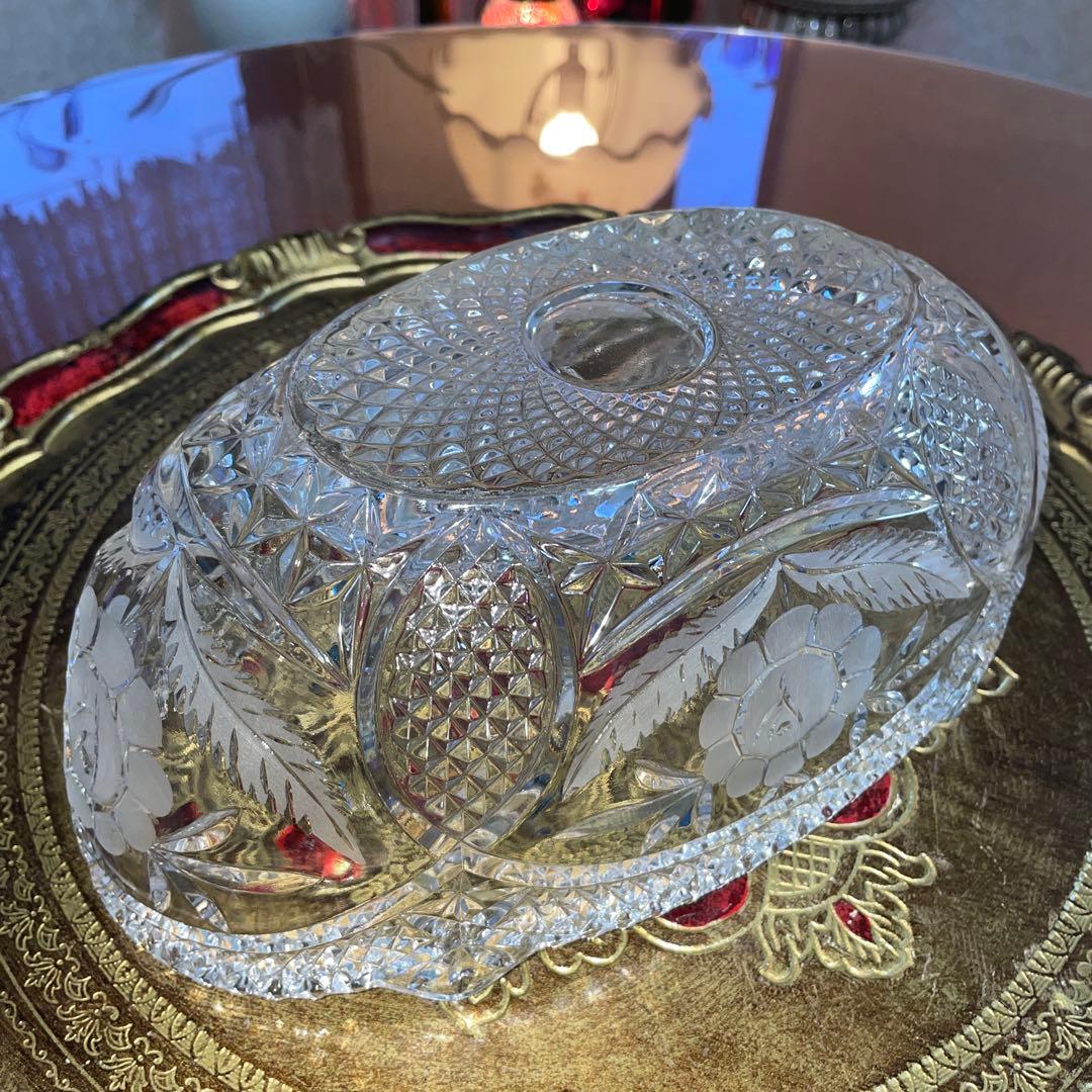 ボヘミア　ガラス　ボトルクーラー 楕円　ボウル　未使用