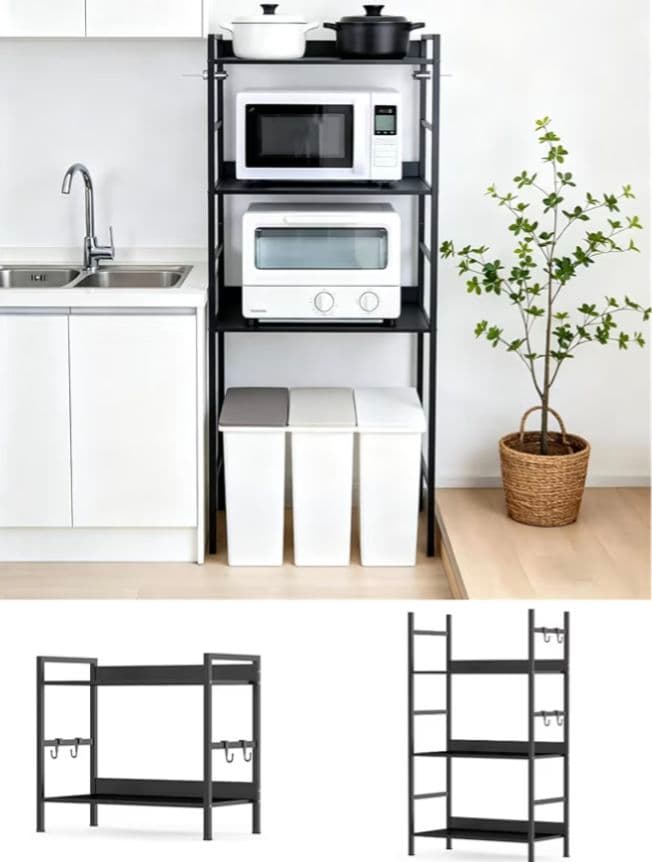 新品 キッチンラック 棚 5段 幅60×奥行30×高さ158cm ブラック