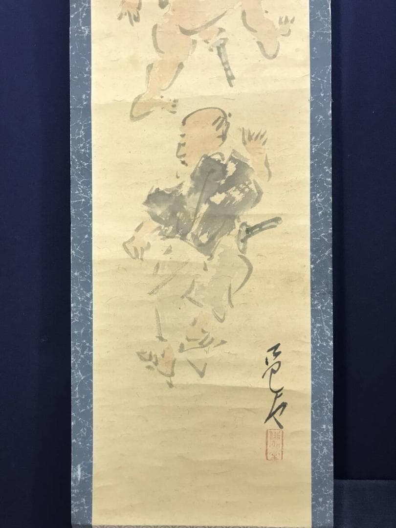 作者不詳/雪中庵(賛)/盆踊り図/双幅/人物図/掛軸☆宝船☆AH-731