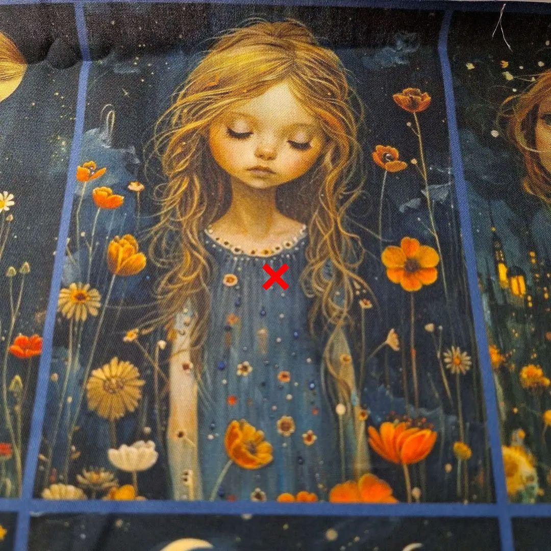 女の子と花パネル生地　幻想的なパネル生地　ハンドメイド