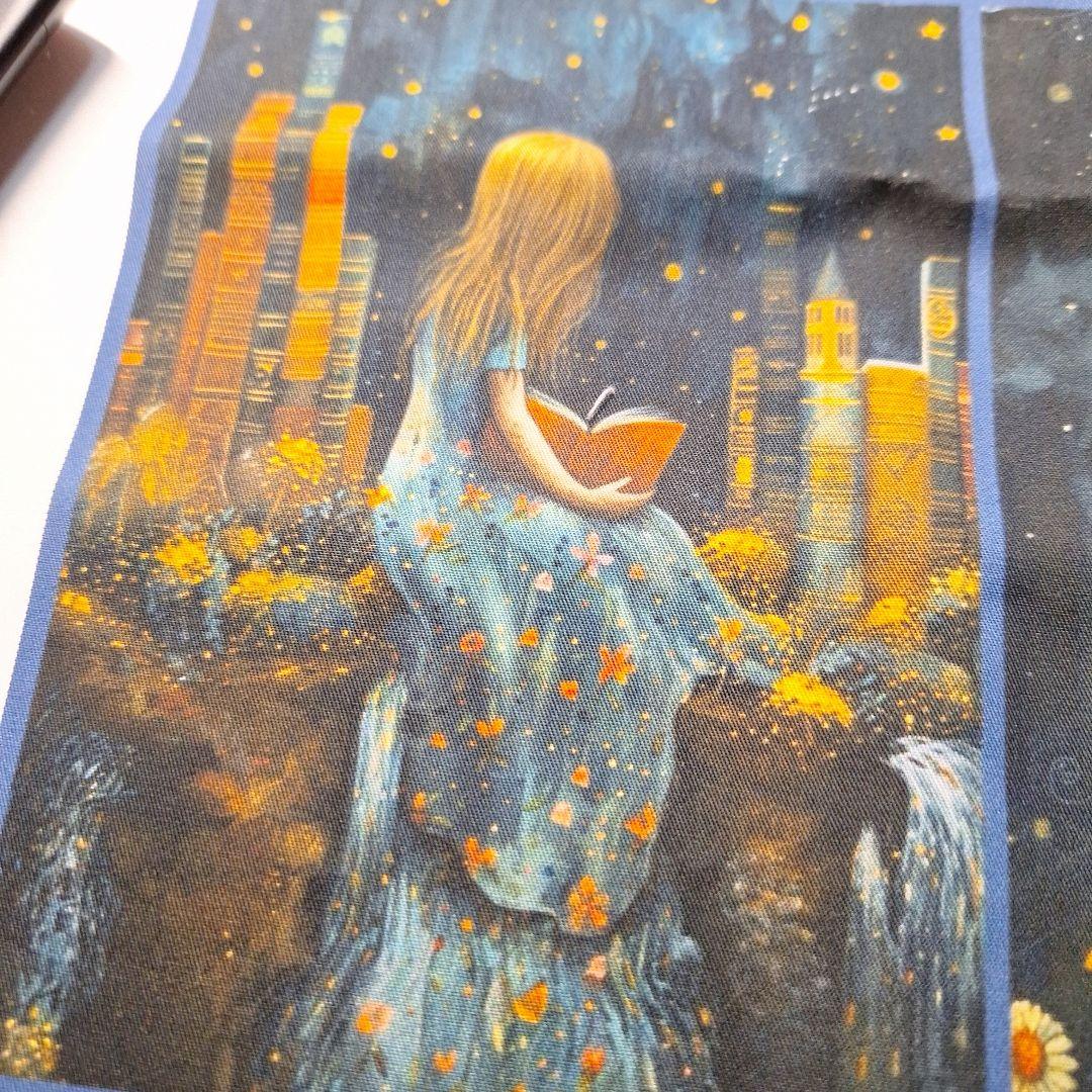 女の子と花パネル生地　幻想的なパネル生地　ハンドメイド