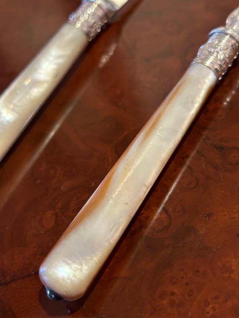 ②スターリングシルバー　 デザートナイフ&フォーク　イギリスアンティーク