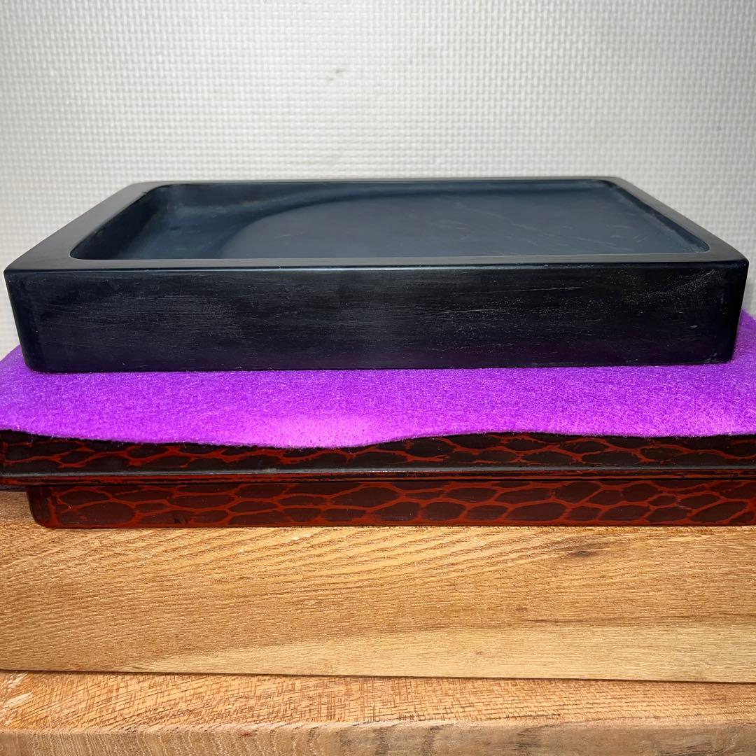 ⭕️龍渓石硯　7寸大の大型　長方研　東京玉泉堂製　石紋がハッキリと綺麗