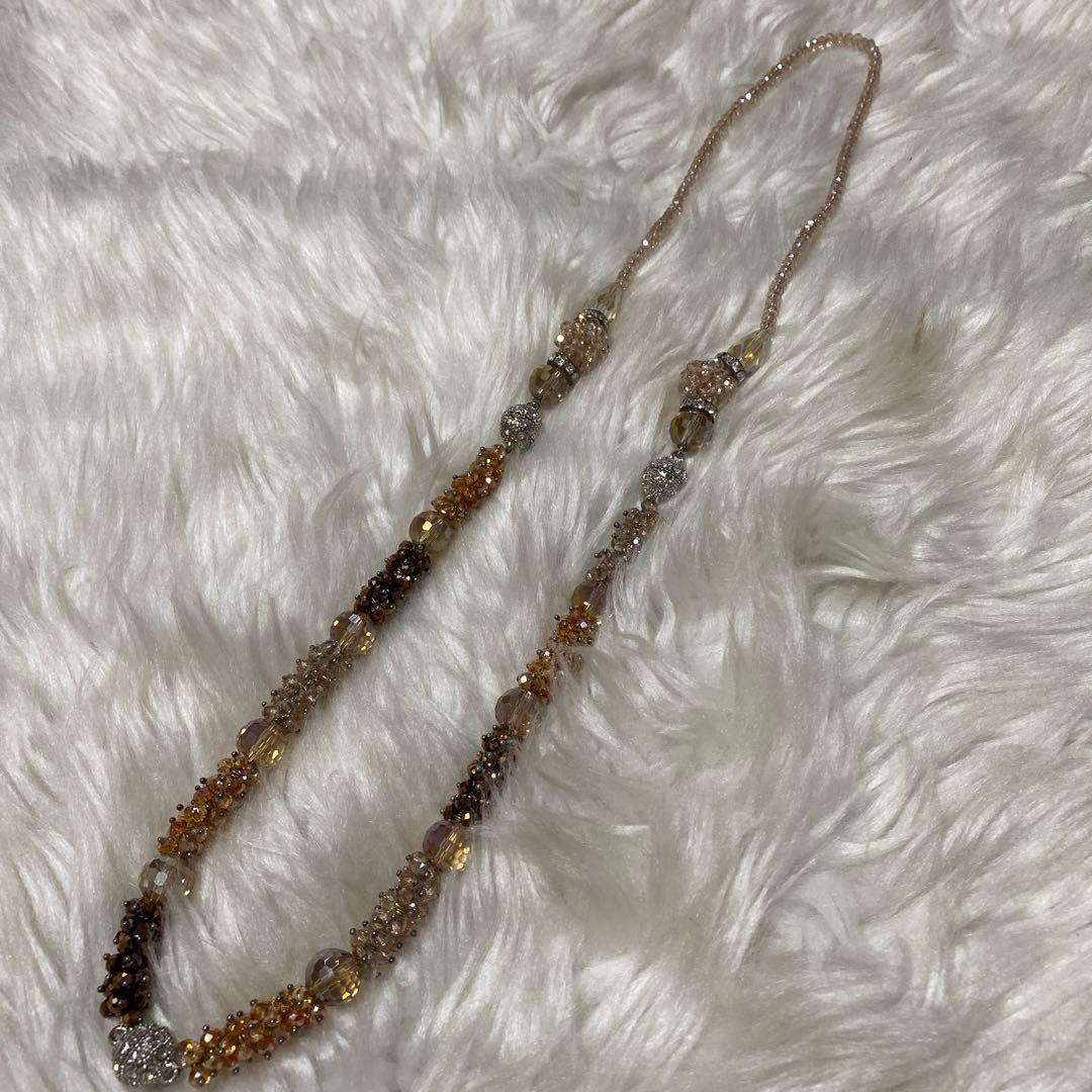 ハンドメイド スワロフスキーネックレス ゴールド シルバー ロング