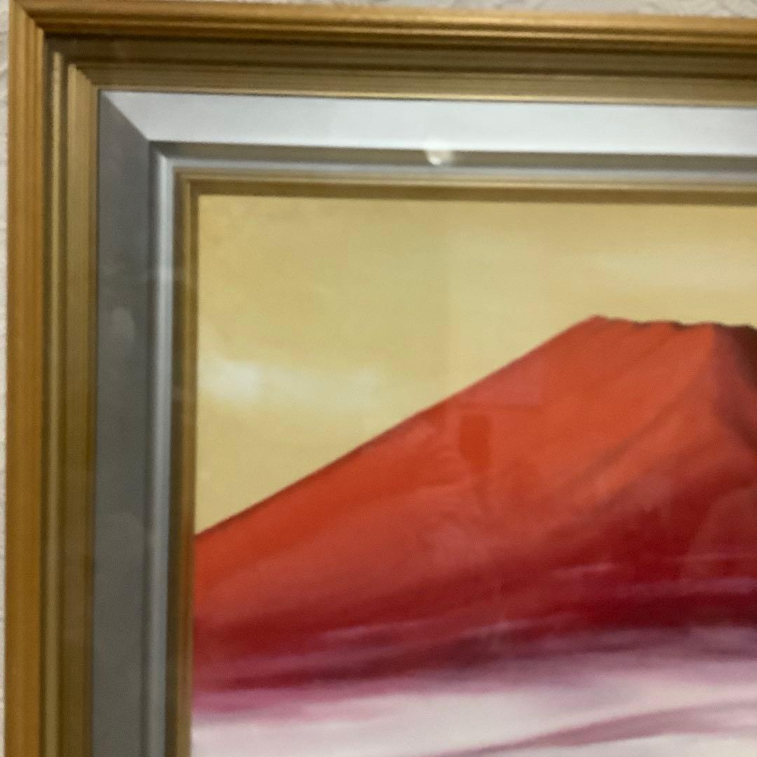 takeさん専用　日本画　作者　【松田　真】　タイトル　【赤富士】　油絵　F6