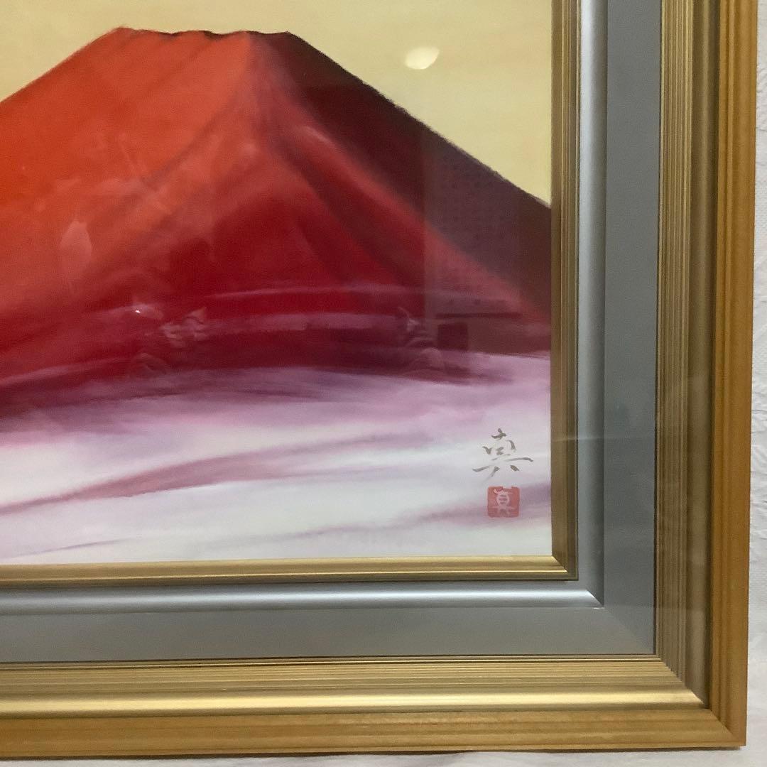 takeさん専用　日本画　作者　【松田　真】　タイトル　【赤富士】　油絵　F6