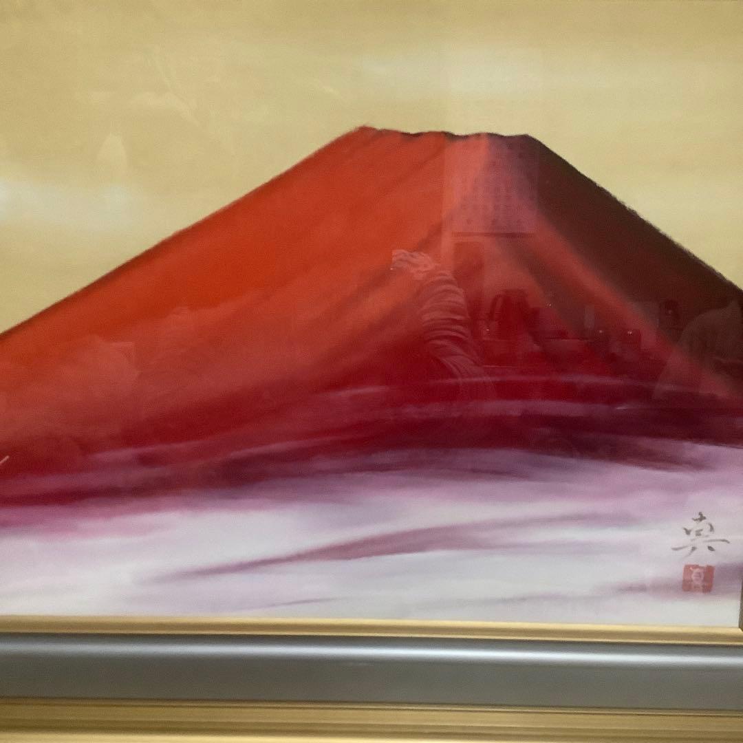 takeさん専用　日本画　作者　【松田　真】　タイトル　【赤富士】　油絵　F6