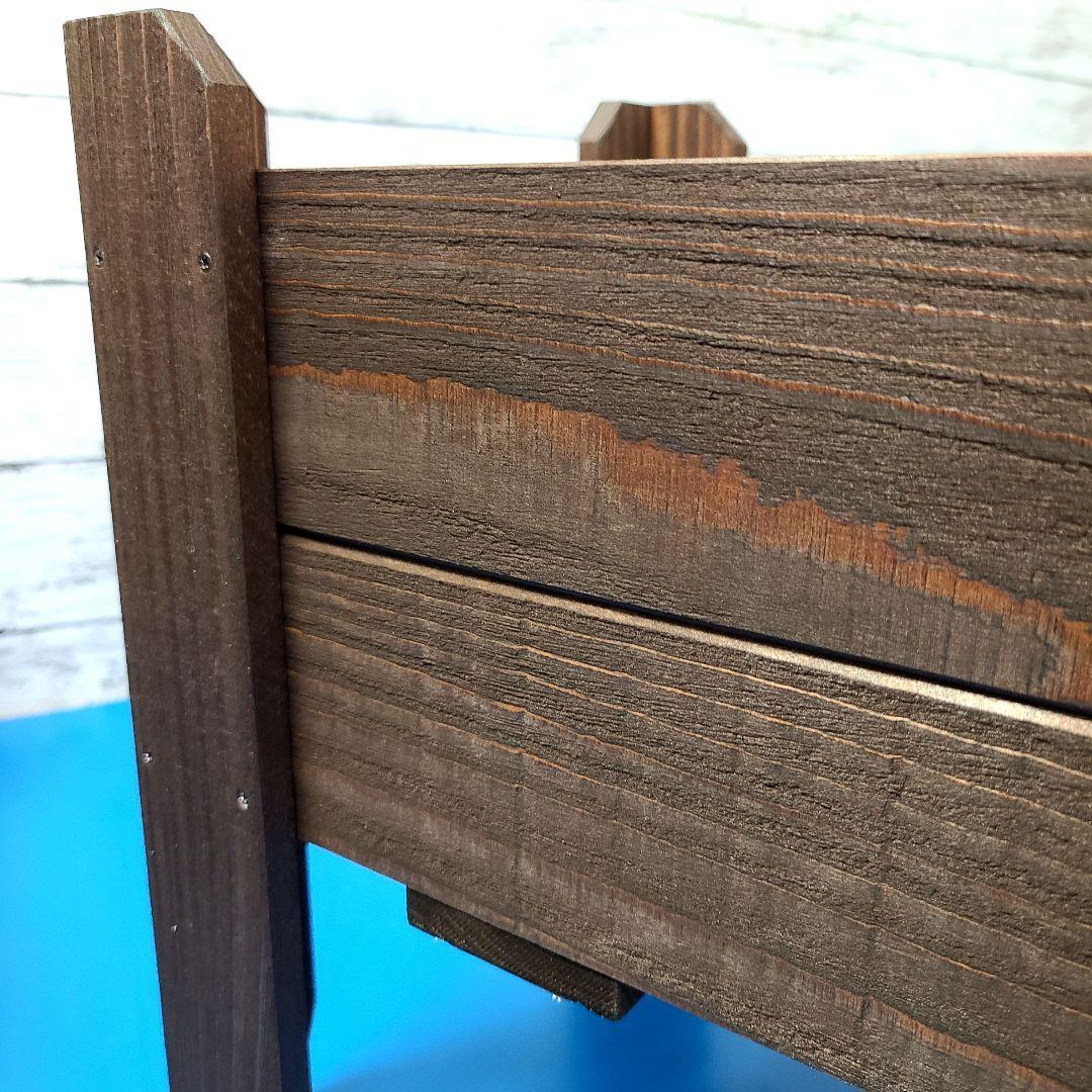 No2102【ダーク】脚長 シャビー ウッドプランター 2台【ケース付き】