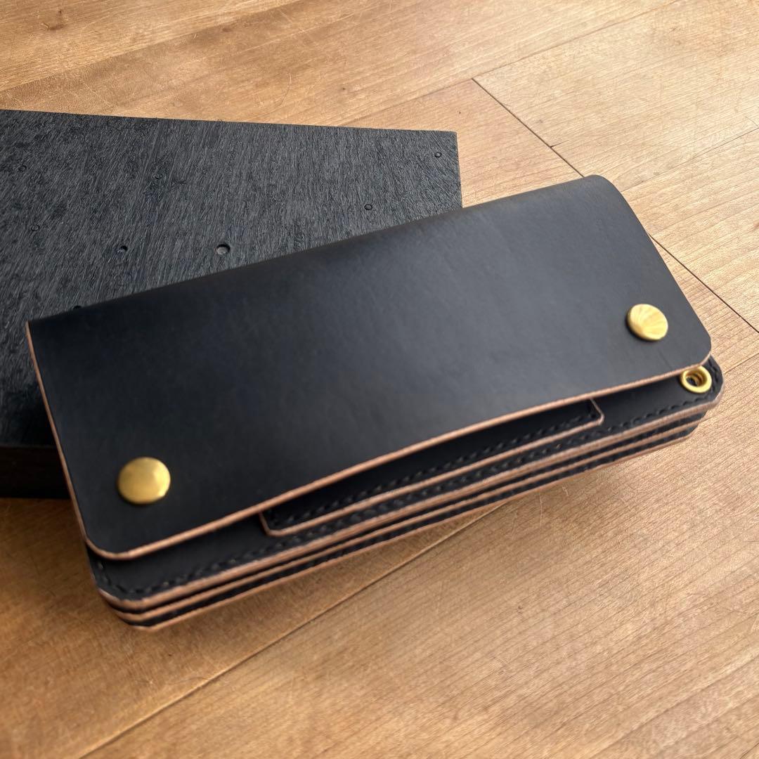 ロングトラッカーウォレット　栃木レザー　小判カン付　真鍮