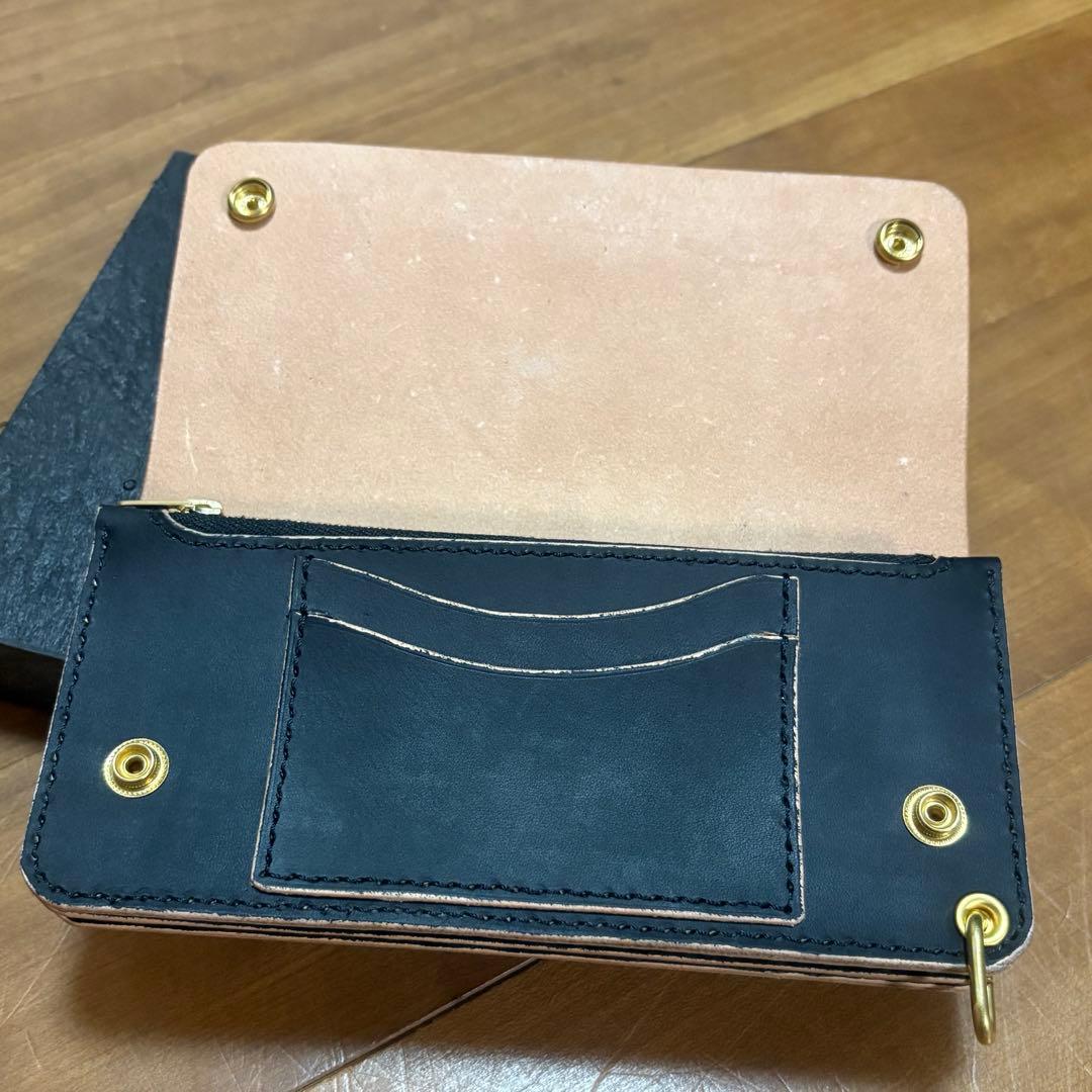 ロングトラッカーウォレット　栃木レザー　小判カン付　真鍮