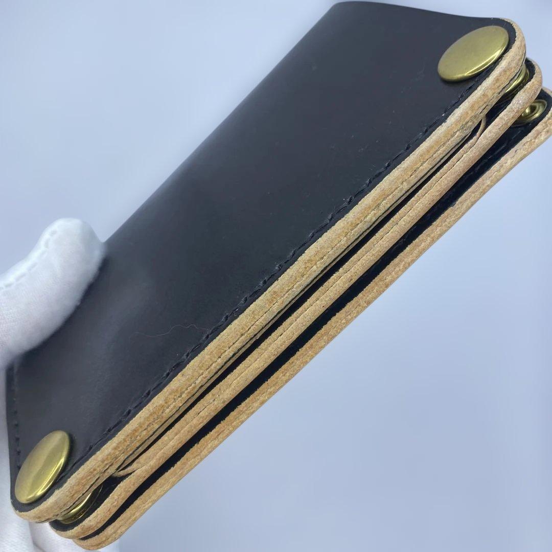 [値下]お札折らずに収納できる無骨な手染めミドルトラッカーウォレット BTW