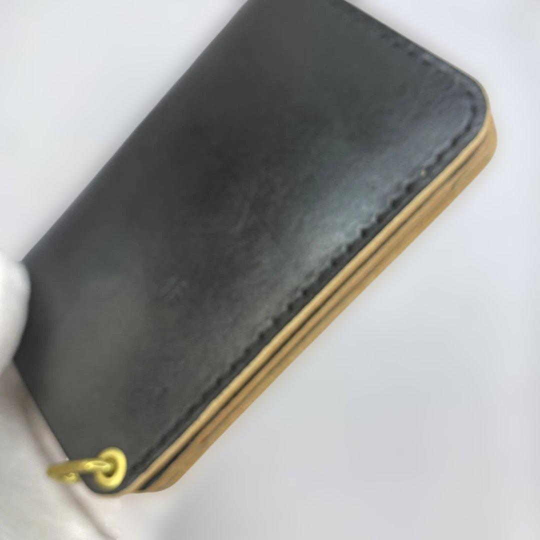 [値下]お札折らずに収納できる無骨な手染めミドルトラッカーウォレット BTW