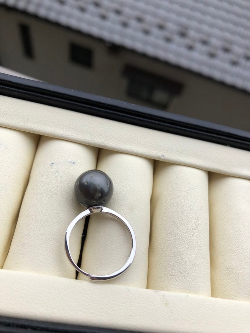 年末感謝セール　黒蝶真珠大粒リング