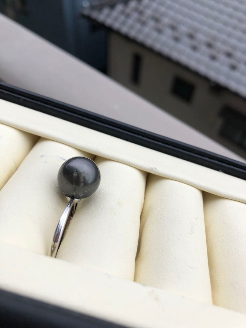 年末感謝セール　黒蝶真珠大粒リング