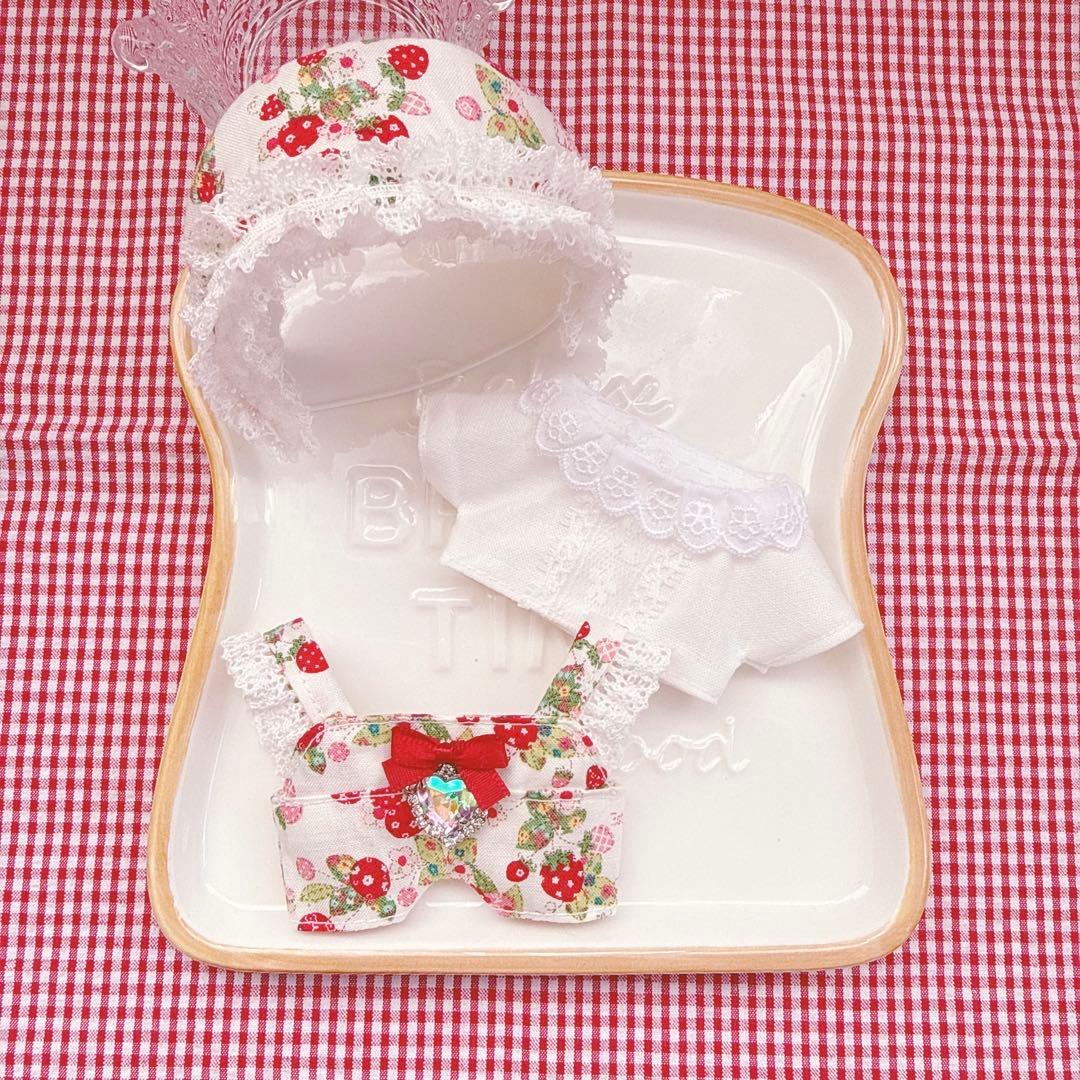 いつぬいサイズ☆ホワイト×赤フルーツ柄♡3点set☆あんスタぬい服