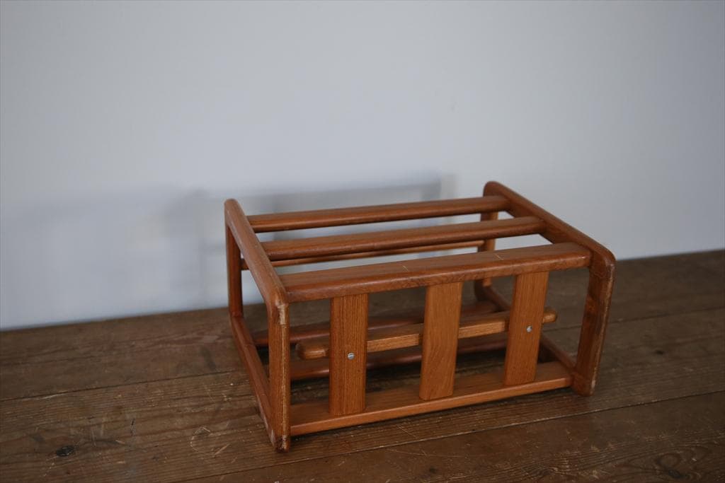 英国アンティーク木製マガジンラック/本立て/雑誌収納/本棚/新聞(91-109