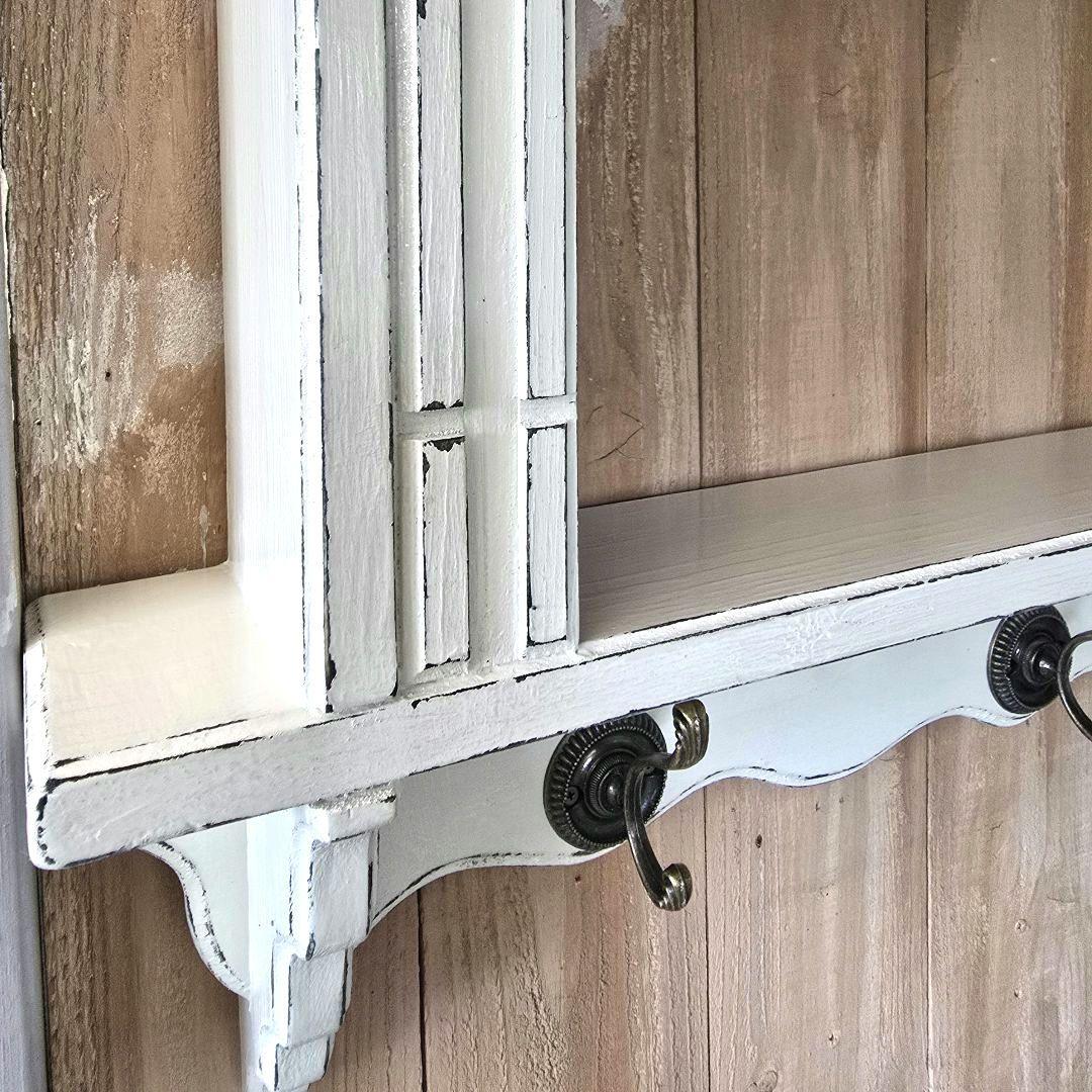 yuchiフレンチアンティークシー壁掛けシェルフ ワイド665