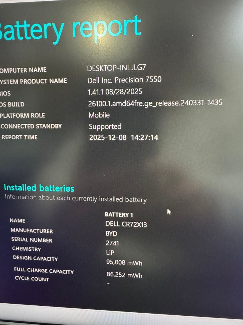 Windowsノート本体 Dell Precision 7550 i7 108750H RTX A5000