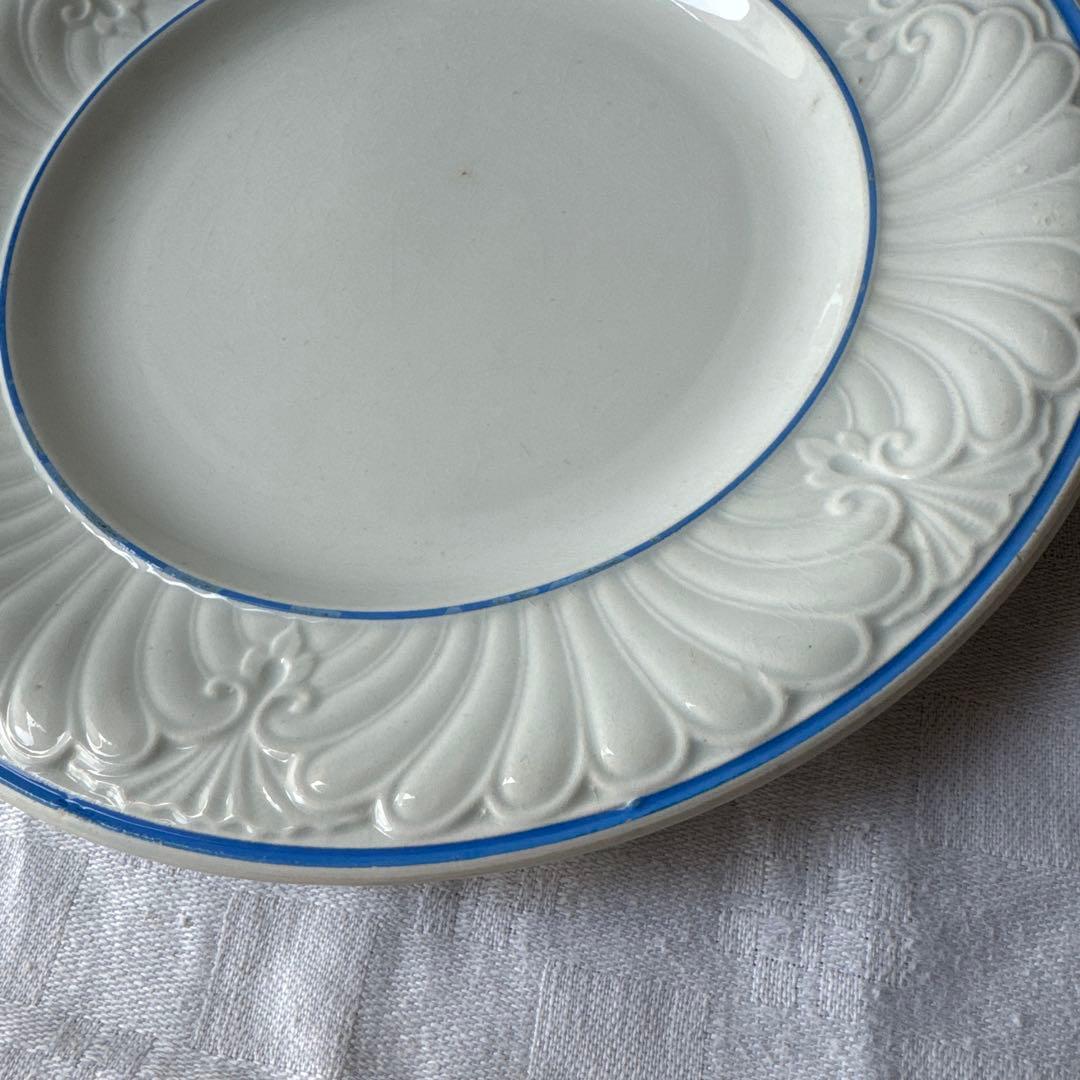 フランスアンティーク　クレイユモントロー　レリーフ皿　デザートプレート　平皿
