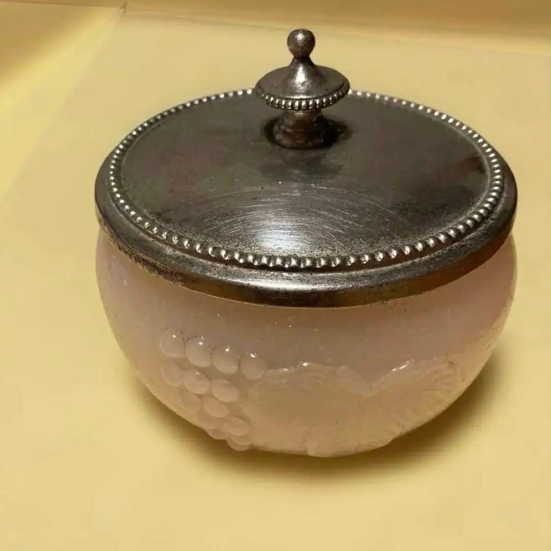【アンティーク】 練りガラス　小物入れ　ぶどう柄