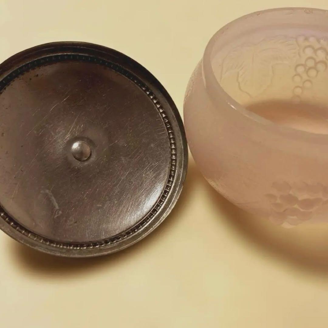 【アンティーク】 練りガラス　小物入れ　ぶどう柄
