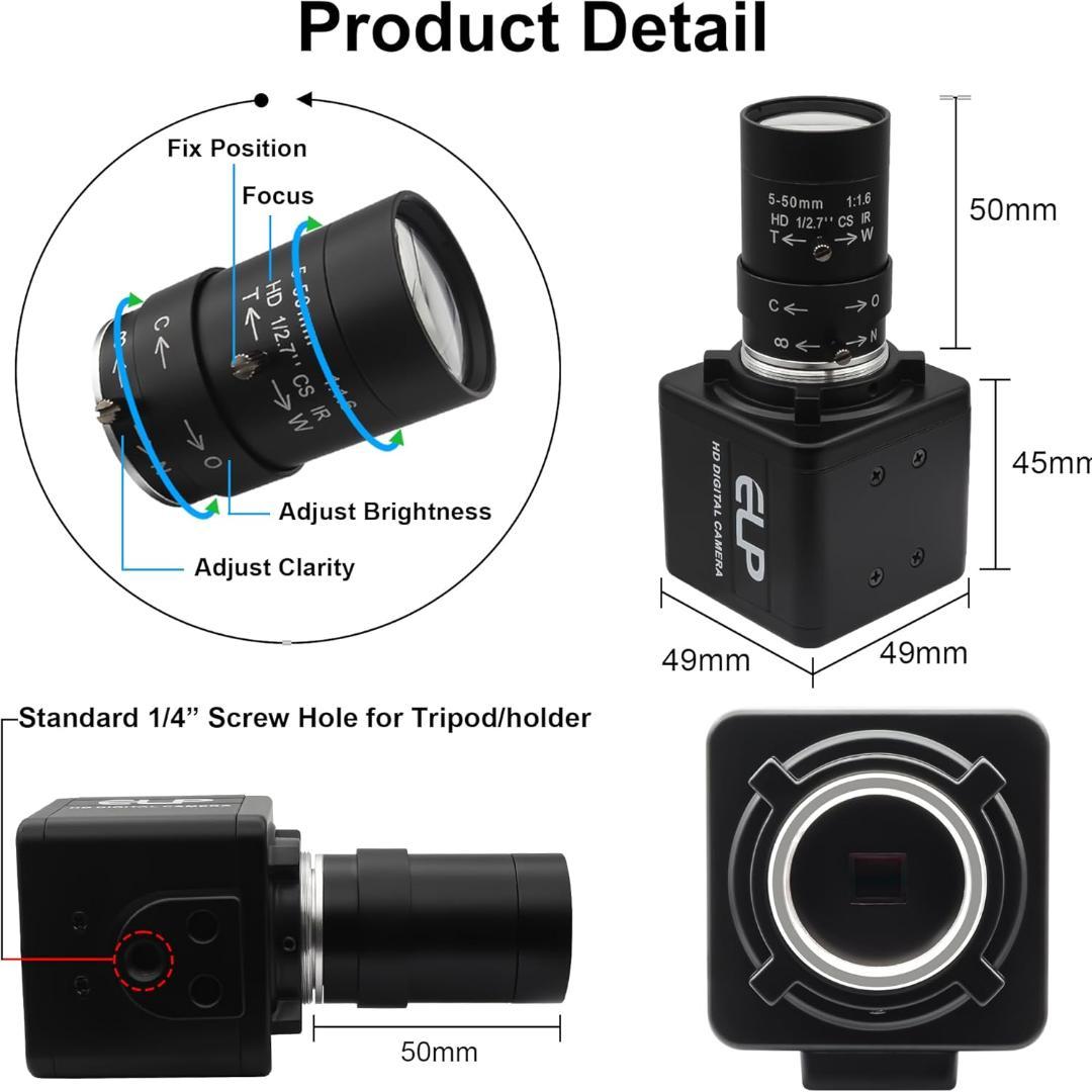 【新品・40%OFF】ELP USB ウェブカメラ 16MP CS5-50mm