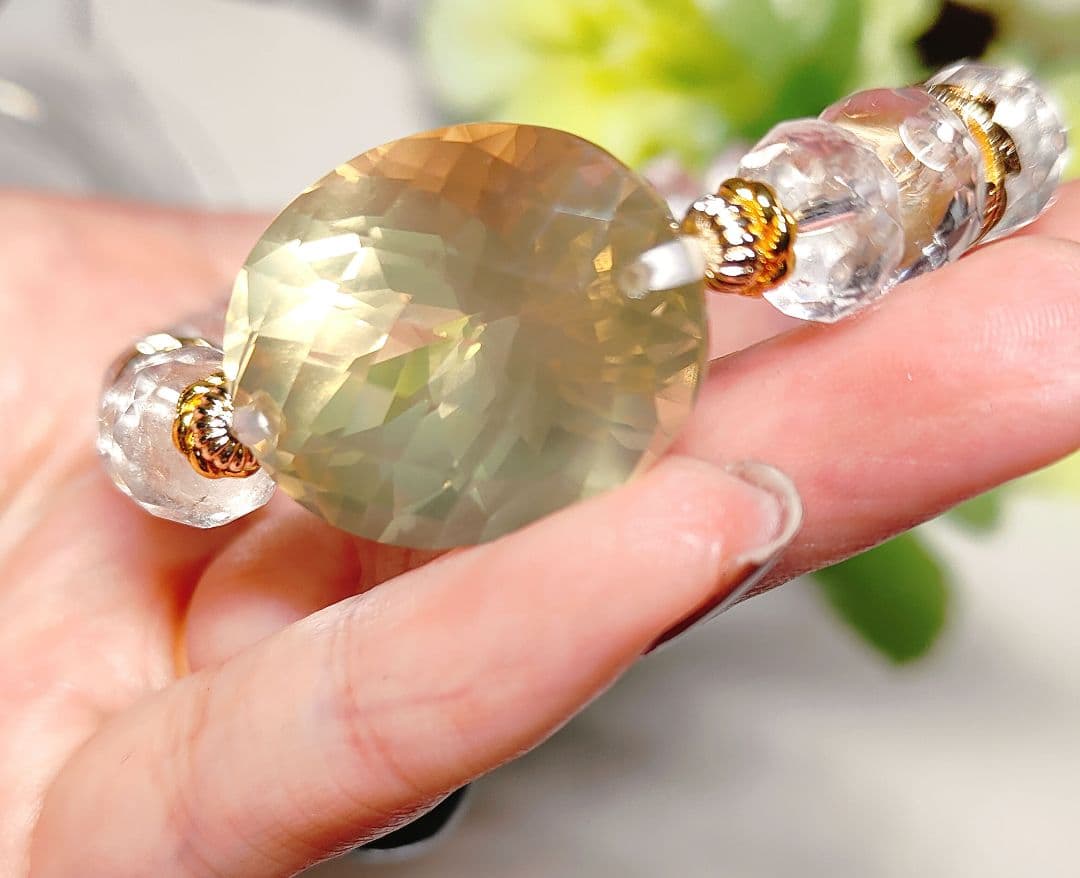 水晶　ボタンカット　レモンシトリン　ジュエリールース　ブレスレット