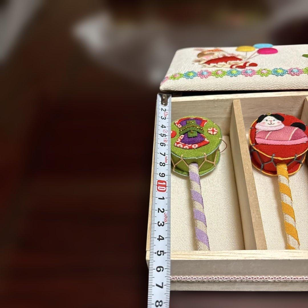 人形作家作　古布ちりめん細工　手作り置き物　でんでん太鼓6個セット