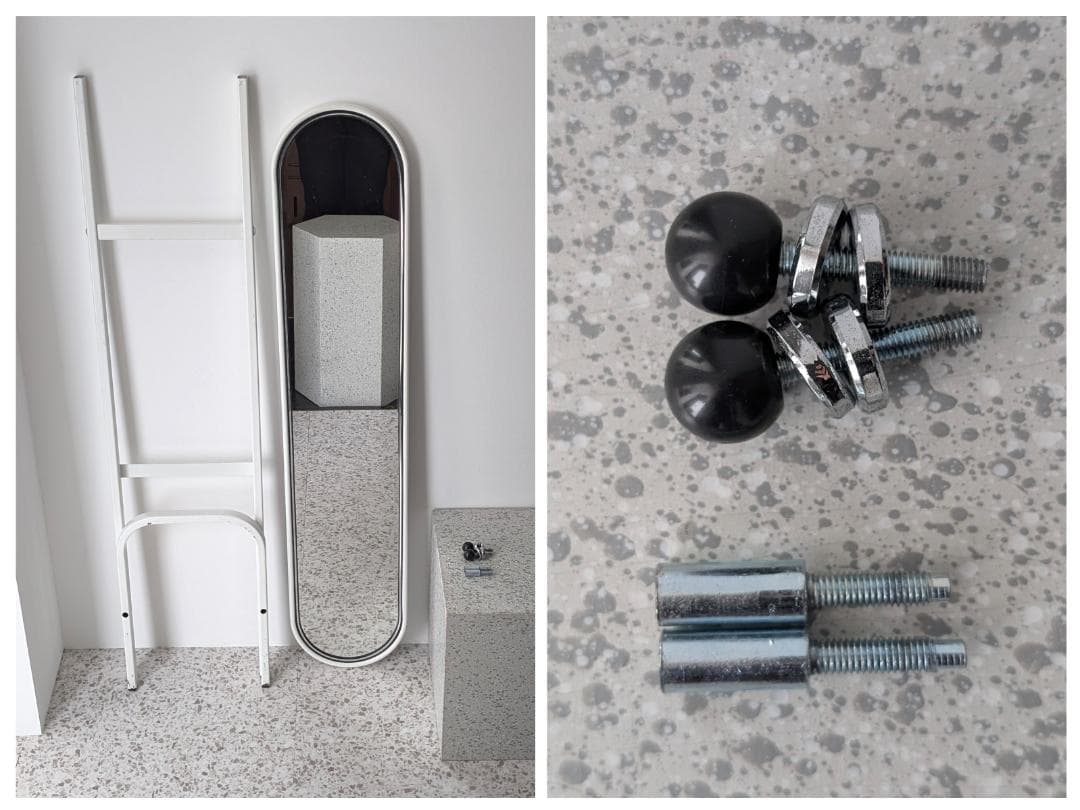 90s ビンテージ スリム スタンドミラー 白 姿見 スペースエイジ ポップ